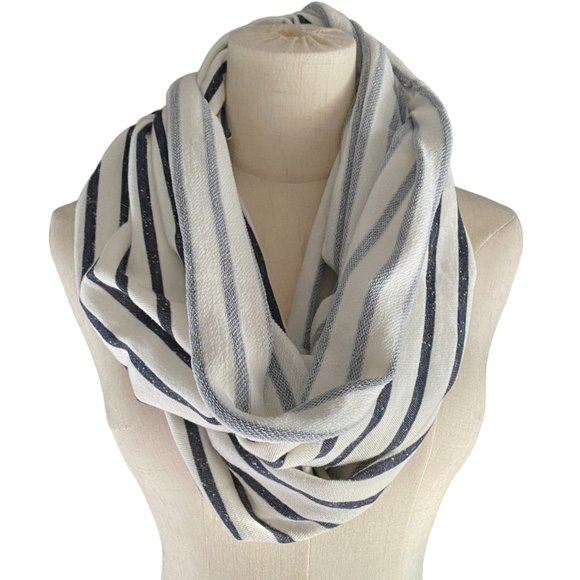 Gap Infinity Scarf Dark Gray & White Striped - One Size - Picture 1 of 2